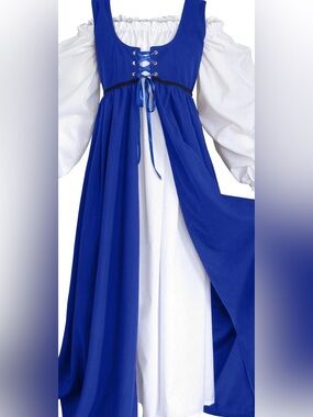 Artemisia Designs Royal Blue and White Renaissance Peasant 2 pc Dress XL GUC